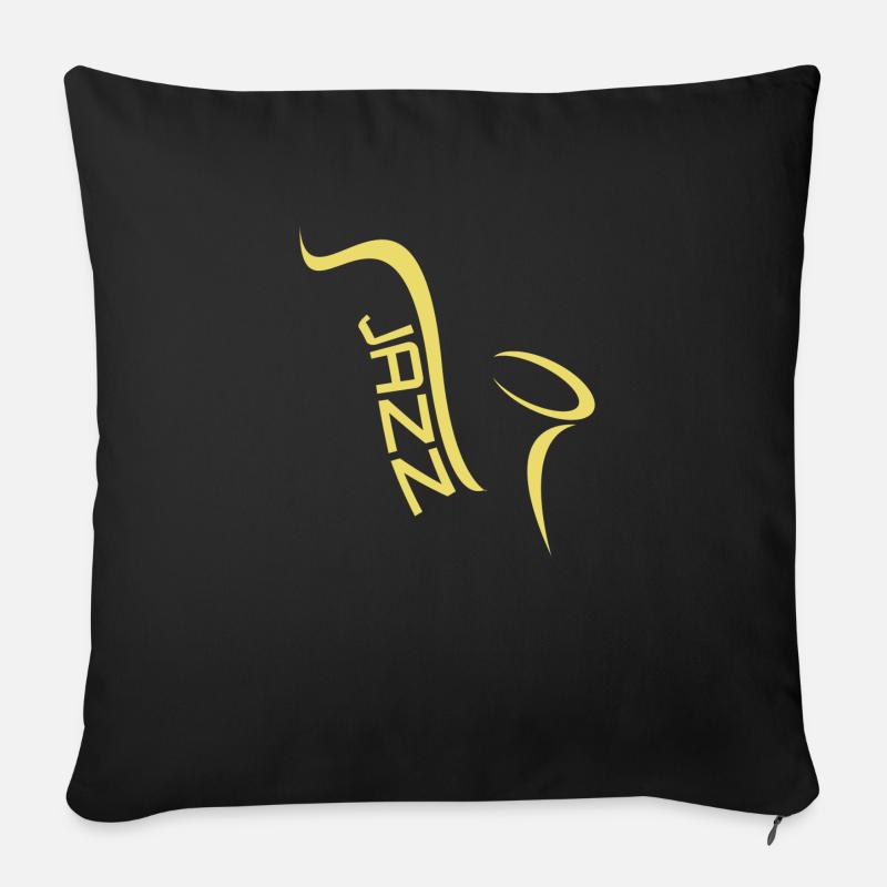 Jazz Saxophon Musik Schriftzug - Sofakissenbezug 45 x 45 cm - Schwarz