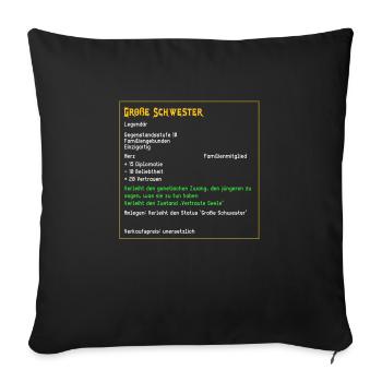 Legendäre große Schwester Familie Seele Legendär - Sofakissenbezug 45 x 45 cm - Schwarz - Vorne