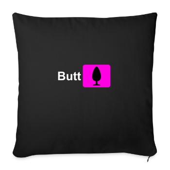 Butt Plug Icône Rose - Housse de coussin décorative 45 x 45 cm - noir - Devant