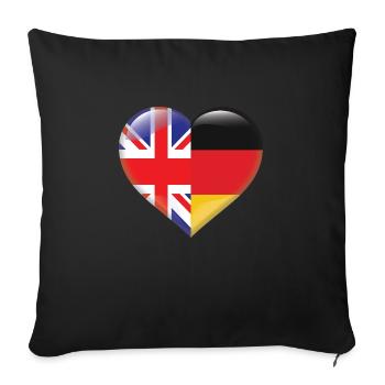 Heart Flag England Germany German Gift - Sofa pillowcase 17,3'' x 17,3'' (45 x 45 cm) - black - Front
