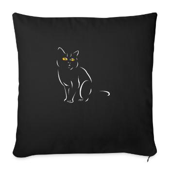 Chats blancs avec des yeux jaunes t-shirt en pointillés - Housse de coussin décorative 45 x 45 cm - noir - Devant