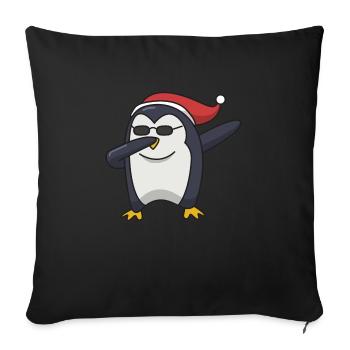 Pingouin tamponnant cadeau de Noël Hip Hop Cool - Housse de coussin décorative 45 x 45 cm - noir - Devant