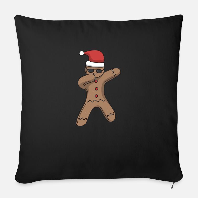 Gingerbread man dabbing Christmas gift cap - Sofa pillowcase 17,3'' x 17,3'' (45 x 45 cm) - black