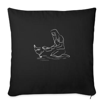 Chicken Feeding Farmer Farmer Gift Idea Chicken - Sofa pillowcase 17,3'' x 17,3'' (45 x 45 cm) - black - Front