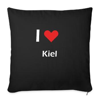 I love Kiel | Kiel | ich liebe Kiel - Sofakissenbezug 45 x 45 cm - Schwarz - Vorne