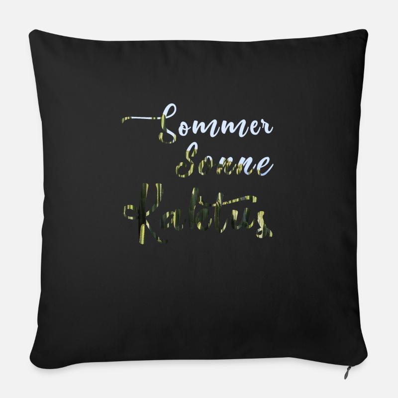 Sommer Sonne Kaktus - Sofakissenbezug 45 x 45 cm - Schwarz