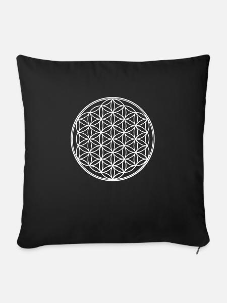 Fleur de vie - Housse de coussin décorative 45 x 45 cm - noir