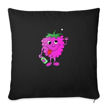 Betrunkene Himbeere - Sofakissenbezug 45 x 45 cm - Schwarz - Vorne