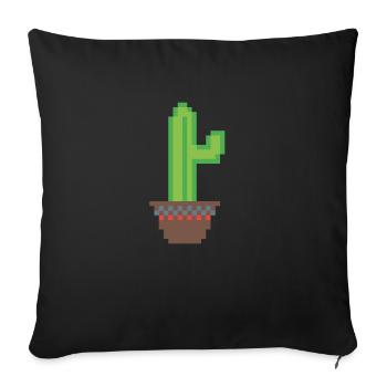 Cactus Pixel Art - Housse de coussin décorative 45 x 45 cm - noir - Devant