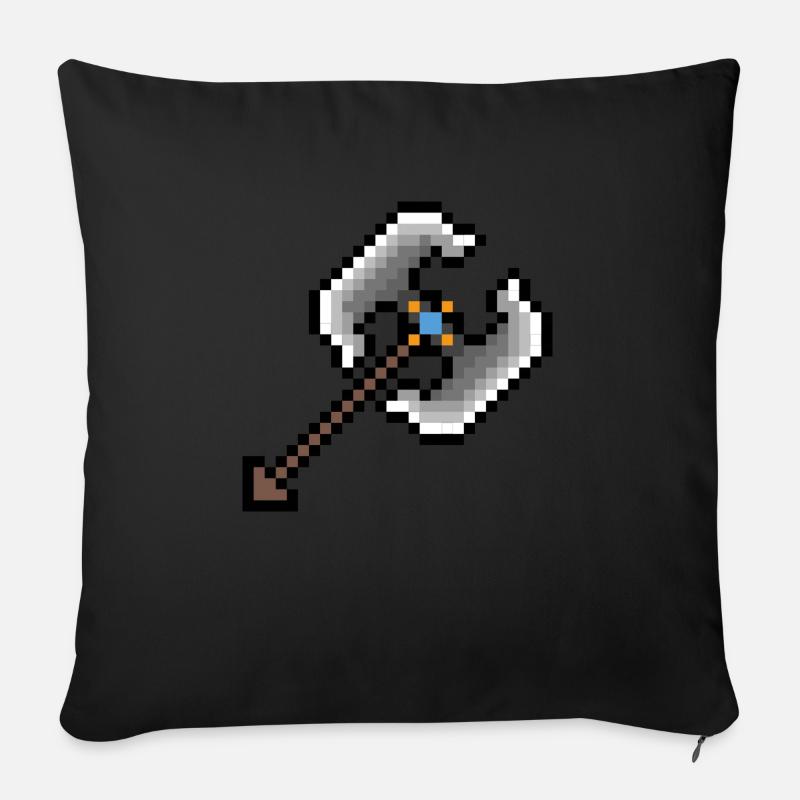 Axe Pixel Art - Housse de coussin décorative 45 x 45 cm - noir