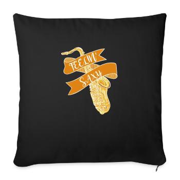 Musique Jazz Saxophone Saxophoniste Saxo Cadeau - Housse de coussin décorative 45 x 45 cm - noir - Devant