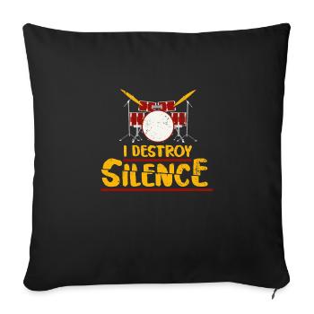 Funny drummer drummer drums gift - Sofa pillowcase 17,3'' x 17,3'' (45 x 45 cm) - black - Front