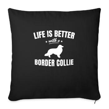 Border Collie - Housse de coussin décorative 45 x 45 cm - noir - Devant
