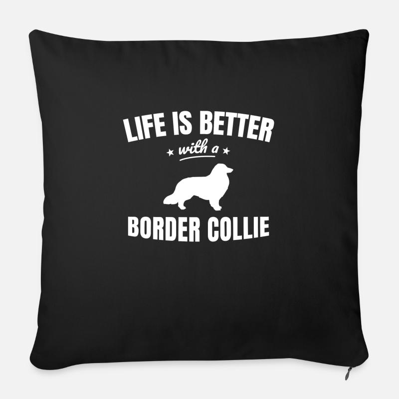 Border Collie - Sofa pillowcase 17,3'' x 17,3'' (45 x 45 cm) - black