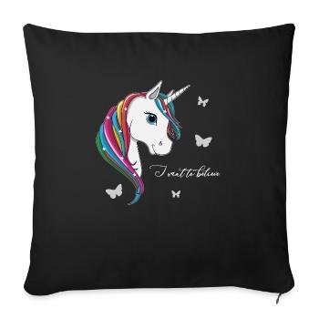 lorey.w "Unicorn - I want to believe" - Sofa pillowcase 17,3'' x 17,3'' (45 x 45 cm) - black - Front