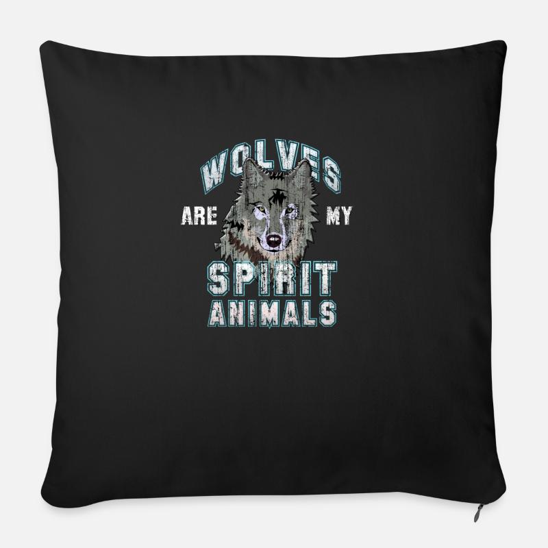 Wolf Wolves - Sofa pillowcase 17,3'' x 17,3'' (45 x 45 cm) - black