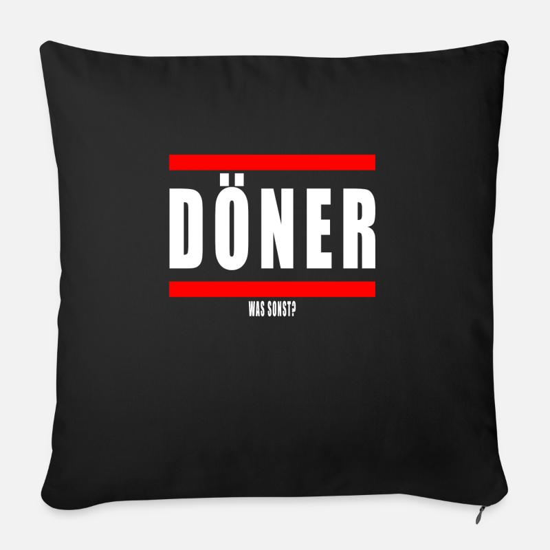Döner. Was Sonst? - Sofakissenbezug 45 x 45 cm - Schwarz