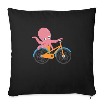 OCTOPUS SUR BIKE FUNNY T-SHIRT KIDS MEN - Housse de coussin décorative 45 x 45 cm - noir - Devant