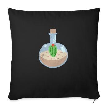 Cactus en bouteille - Housse de coussin décorative 45 x 45 cm - noir - Devant