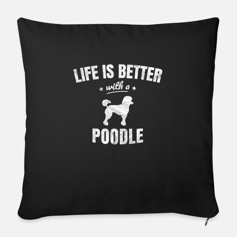 Poodle Caniche Funny Gift - Sofa pillowcase 17,3'' x 17,3'' (45 x 45 cm) - black