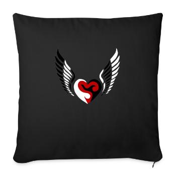 Wings Heart Black White - Sofa pillowcase 17,3'' x 17,3'' (45 x 45 cm) - black - Front