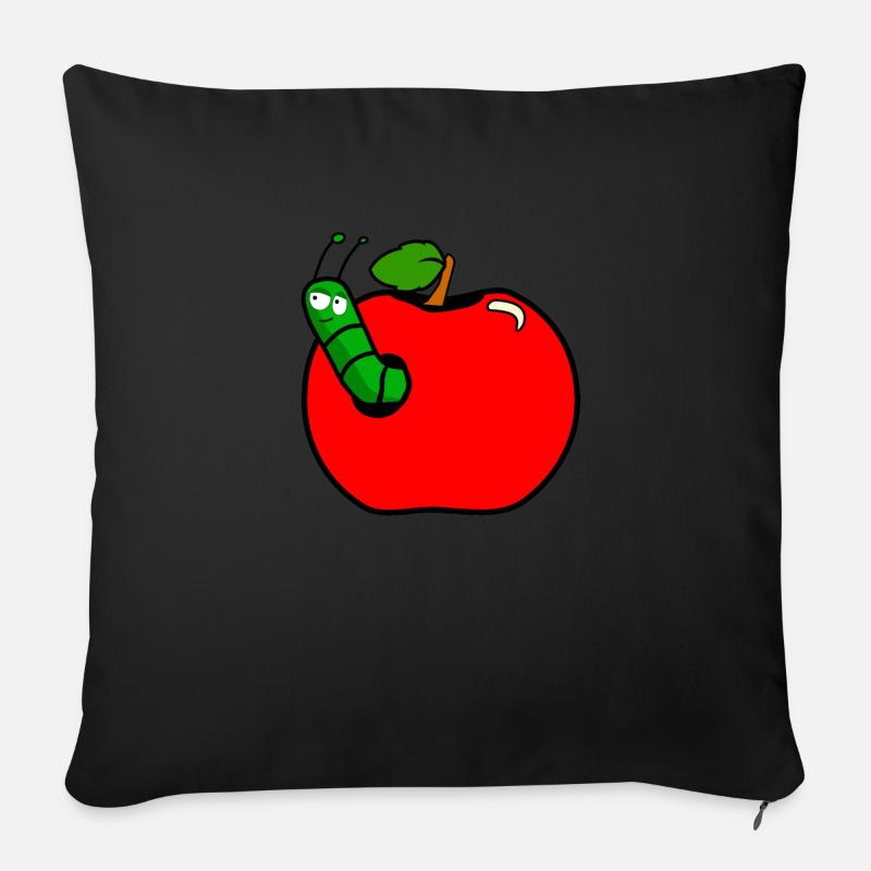 Raupe Apfel - Sofakissenbezug 45 x 45 cm - Schwarz