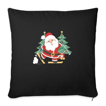 Skiing Christmas Santa Claus Christmas Trees - Sofa pillowcase 17,3'' x 17,3'' (45 x 45 cm) - black - Front