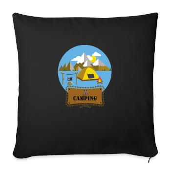 Flat Design Outdoor Camping Campfire Tent Mountains - Sofa pillowcase 17,3'' x 17,3'' (45 x 45 cm) - black - Front