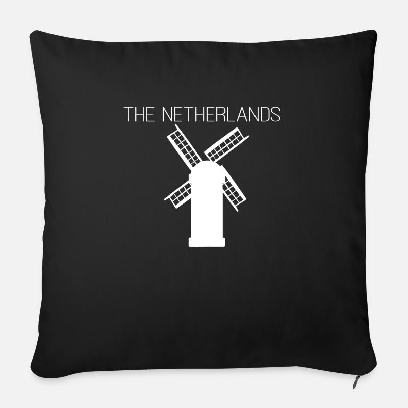 Moulin à vent Pays-Bas Hollande Pays-Bas - Housse de coussin décorative 45 x 45 cm - noir