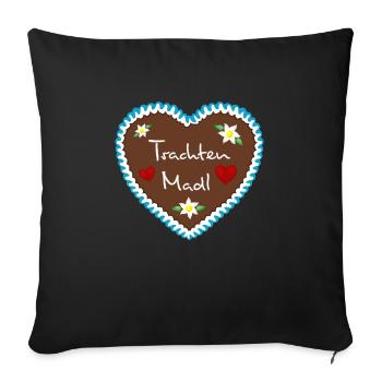 Lebkuchenherz Trachten Madl blau - Sofakissenbezug 45 x 45 cm - Schwarz - Vorne