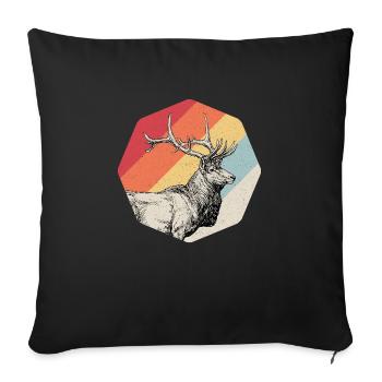 Cerf en bois de cerf chasseur cadeau de chasse - Housse de coussin décorative 45 x 45 cm - noir - Devant