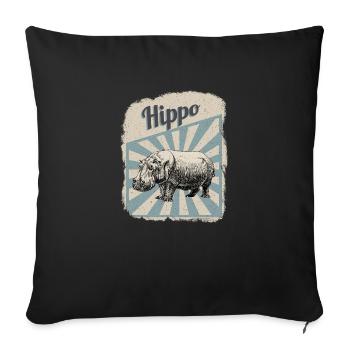 Hippos Hippos Hippos Hippopotamus Gift - Sofa pillowcase 17,3'' x 17,3'' (45 x 45 cm) - black - Front