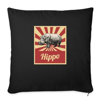 Nilpferde - Sofakissenbezug 45 x 45 cm - Schwarz - Vorne