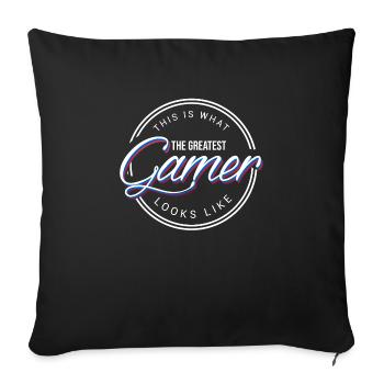Meilleur jeu PC Gamer Play Computer Gift - Housse de coussin décorative 45 x 45 cm - noir - Devant