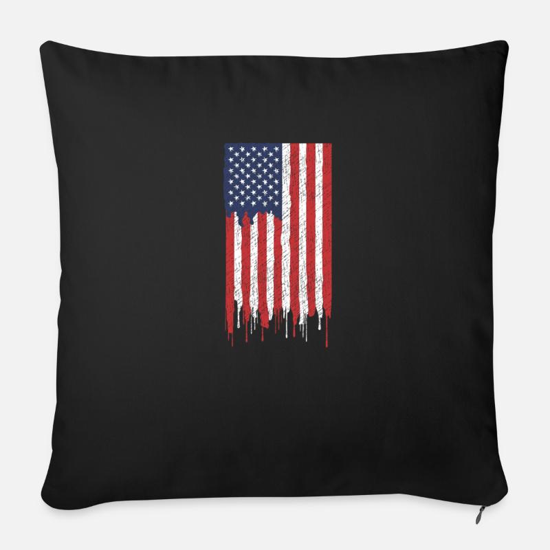 USA Amerika Flagge - Sofakissenbezug 45 x 45 cm - Schwarz