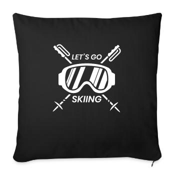 Ski skier cadeau sports d'hiver montagnes en cours d'exécution - Housse de coussin décorative 45 x 45 cm - noir - Devant