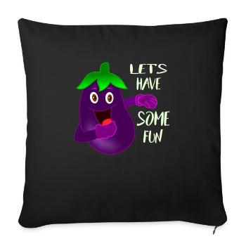 Aubergine drôle s'amuse - Housse de coussin décorative 45 x 45 cm - noir - Devant