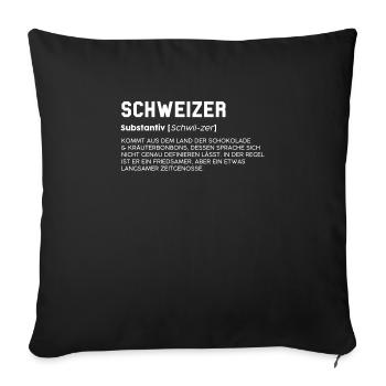Suisse suisse drôle de motif de cadeau - Housse de coussin décorative 45 x 45 cm - noir - Devant
