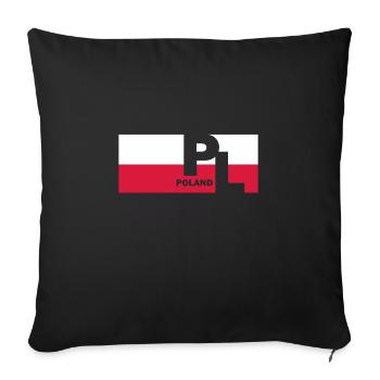 Polen Flagge Fahne Pole Geschenk - Sofakissenbezug 45 x 45 cm - Schwarz - Vorne