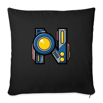Buchstabe N Geschenk Name Roboter Technik nerd - Sofakissenbezug 45 x 45 cm - Schwarz - Vorne