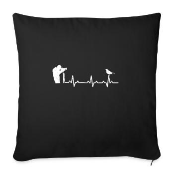 Heartbeats Bird Photographer Heart Rate - Sofa pillowcase 17,3'' x 17,3'' (45 x 45 cm) - black - Front