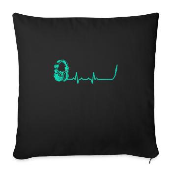 Heartbeats DJ Headset Heart Rate - Sofa pillowcase 17,3'' x 17,3'' (45 x 45 cm) - black - Front