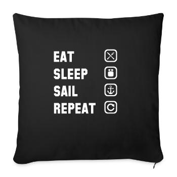 Cadeau d'aventure yacht voilier voilier skipper - Housse de coussin décorative 45 x 45 cm - noir - Devant