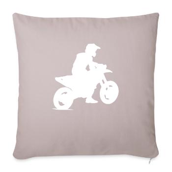 Motorcross Motorrad - Sofakissenbezug 45 x 45 cm - helles Taupe - Vorne
