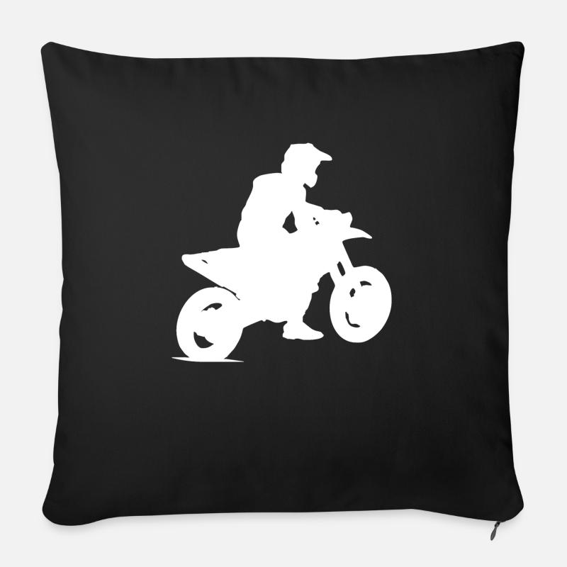 Moto motorcross - Housse de coussin décorative 45 x 45 cm - noir