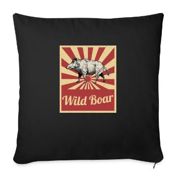 Wildschwein Jäger Jagd Geschenk - Sofakissenbezug 45 x 45 cm - Schwarz - Vorne