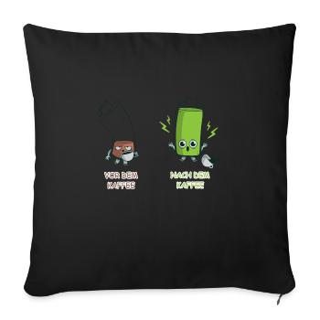 Kaffee Koffein Junkie Akku Batterie Witzig Lustig - Sofakissenbezug 45 x 45 cm - Schwarz - Vorne