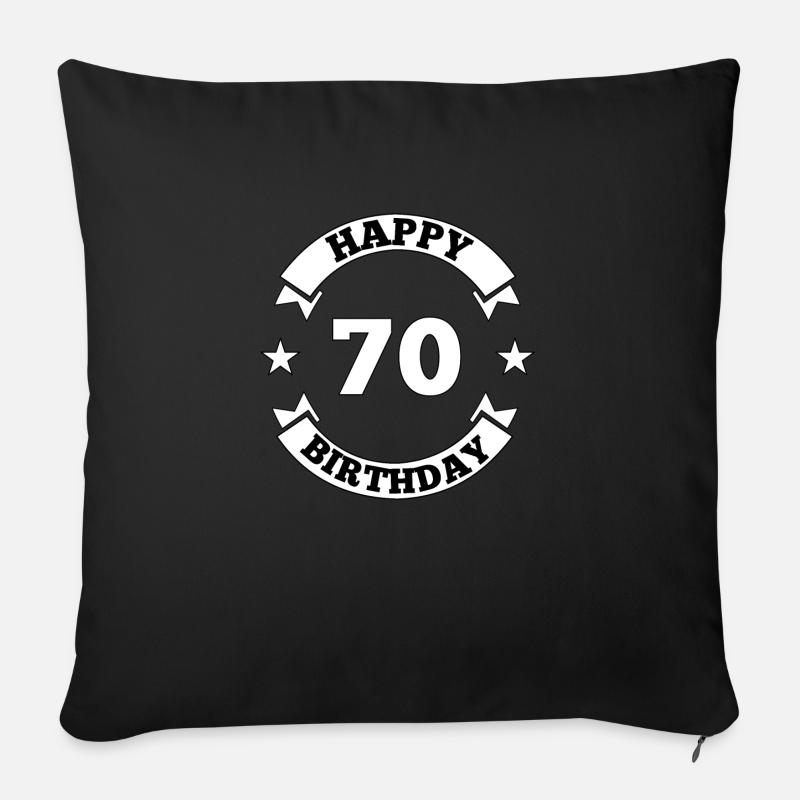 70th Birthday Buon compleanno - Copricuscino per divano, 45 x 45 cm - nero