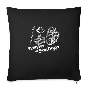 Camino de Santaigo. Saint-Jacques. T-shirt thé - Housse de coussin décorative 45 x 45 cm - noir - Devant