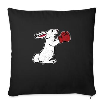 Boxender Hase Vintage Boxhandschuhe Geschenk Boxen - Sofakissenbezug 45 x 45 cm - Schwarz - Vorne